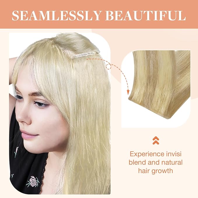 GOO GOO Invisi Edge Clip in Hair Extensions 24inch 150g 7Pcs Injected Seamless PU Clip in Hair Extensions, Virgin Real Human Hair, #18D/22F Dirty Blonde Highlights