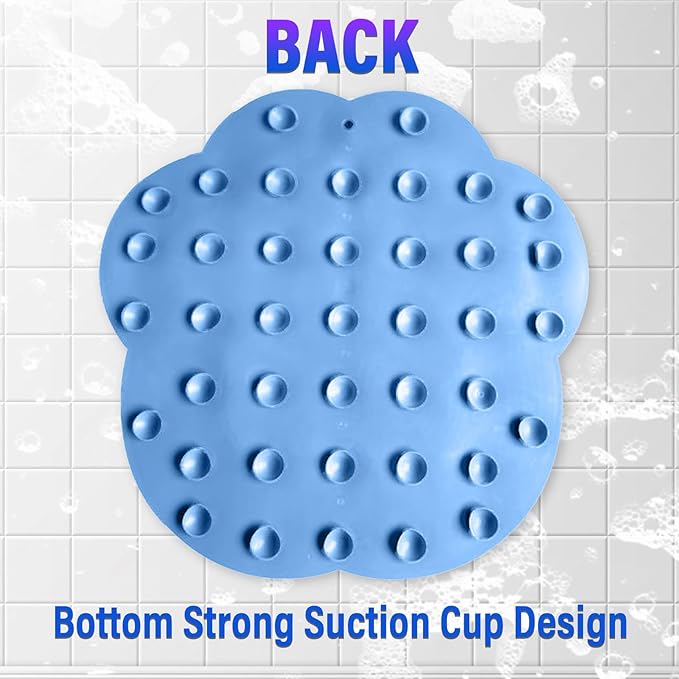 Shower Foot Scrubber Mat with Non-Slip Suction Cups,Foot Backs Cleaning Pad Back Washer Exfoliating Bath Wash Pad,Foot Scrubber in Shower Men & Women (Blue)