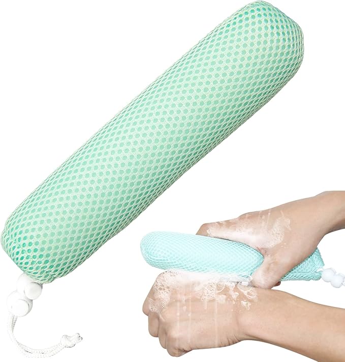 Bath Brush Head with Sponge,Back Scrubber Bath Mesh Bath Body Brush Head for Elderly Aid Bathing and Shower(White Head)