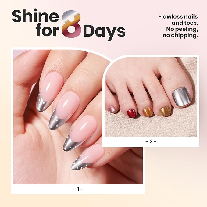 Beetles Mirror Nail Polish Set – Metallic Muse 6 Colors Quick-Drying & High Gloss Nail Lacquer, Long-Lasting Air Dry Home DIY Perfect Nail Art Christmas Gift for Women