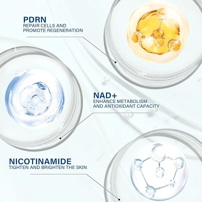 NADH+ PDRN Serum, Collagen Peptides Facial Serum for Reduce Wrinkles & Fine Lines, Anti-Aging & Improve Dullness