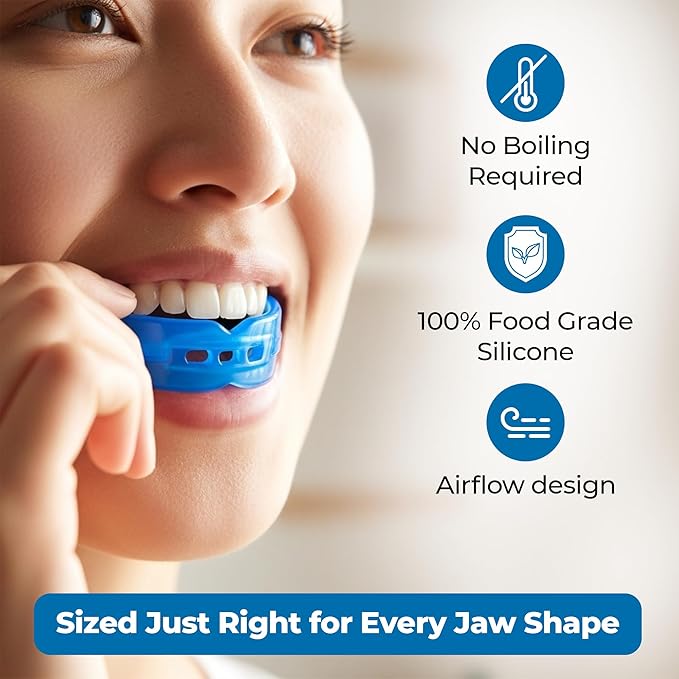 Reviv R1 Mouth Guard For Grinding Teeth At Night | Food-Grade Silicone Night Guard | Bite Guard For Teeth Clenching Nighttime Protection During Sleep For Men & Women As Anti Jaw Clenching (Large Blue)