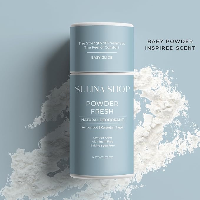 Powder Fresh - All Natural Deodorant for Woman, Aluminum-Free, Baking Soda-Free, Up to 12-Hour Odor Protection – Classic Baby Powder-Inspired Scent – For Women & Men, Gentle on Sensitive Skin