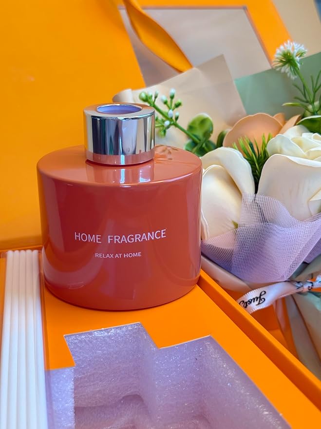 Home Fragrance Self-Care Gift Box for Women – Long-Lasting Reed Diffuser Set, Mini Floral Bouquet, Luxury Room Scent, Unboxing-Ready Aesthetic Box, Perfect Birthday & Thank-You Gift for Her