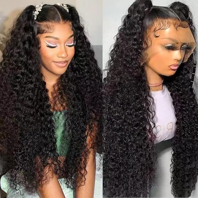 24 Inch Water Wave Lace Front Wigs Human Hair Pre Plucked 13x6 Deep Part HD Lace Frontal Wig 200 Density Curly Human Hair Wig for Women