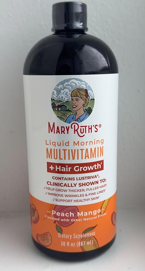 MaryRuth's Liquid Multivitamin+Hair Growth | Clinically Tested for Thicker Hair & Facial Wrinkles in Women | Biotin 10000mcg | Lustriva Hair Growth Supplement | Skin Care | Age 18+ | 30 Fl Oz