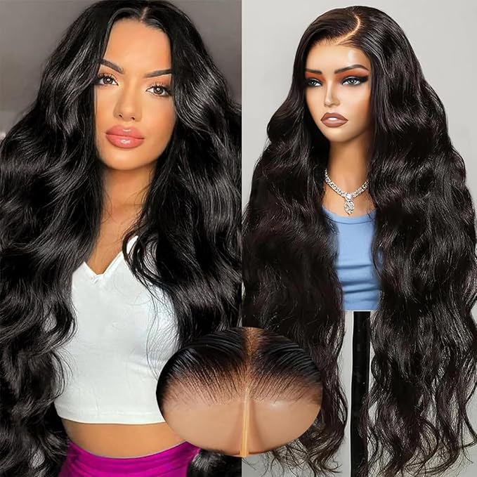 7x5 Body Wave Glueless Wigs Human Hair Pre Plucked Pre Cut HD Lace 26 Inch Body Wave Lace Front Wigs 200% Density Wear and Go Glueless Wig for Beginners