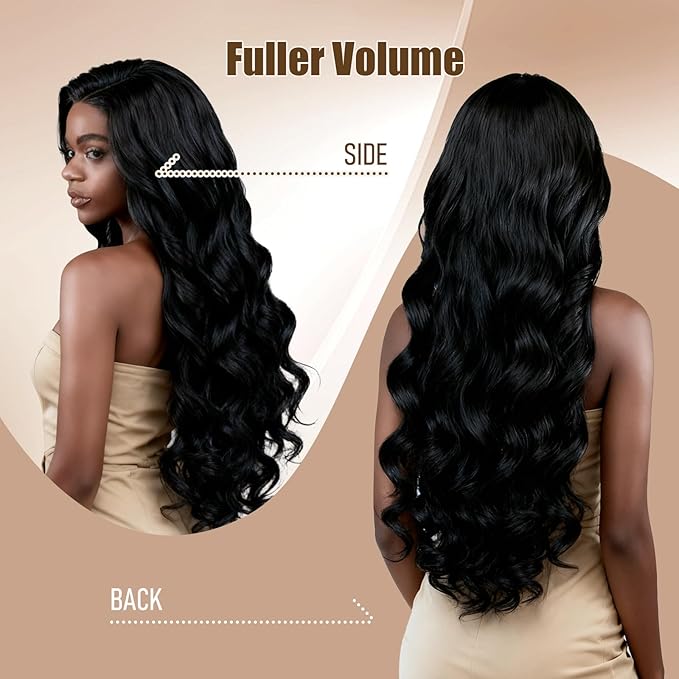 Lynch 15A Body Wave Bundles Human Hair, 22 24 26 Inch Real 100% Unprocessed Raw Cambodian Hair 3 Bundles, Plush Thick Cambodian Virgin Hair 105 Gram Per Bundle Natural Black For Woman