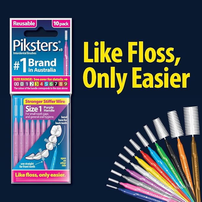 Piksters Interdental Brushes, 35 pk, Size 3, Interdental Tooth Brush for Medium Gaps, Gum Soft Bristles for Plaque Removal, Safe for Braces