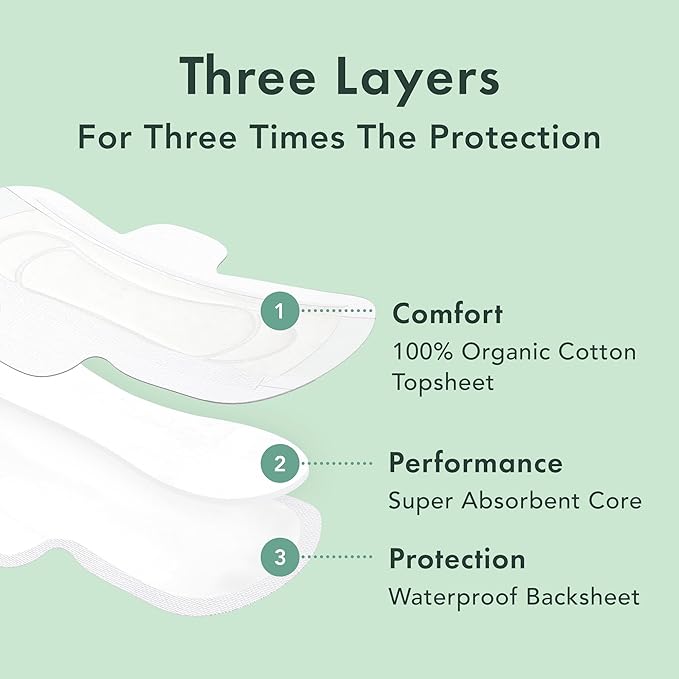 Rael Pads for Women, Organic Cotton Cover - Period Pads with Wings, Feminine Care, Sanitary Napkins, Ultimate Absorbency, Unscented, Ultra Thin (Extra Long Overnight, 12 Count)