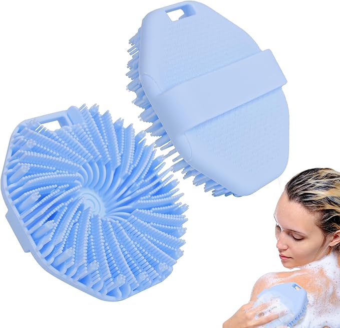 Silicone Body Scrubber, Exfoliating Body Scrubber for Sensitive Skin, Silicone Body Scrubber Shower Brush, Silicone Body Brush for Showering (Blue, 1Pcs)