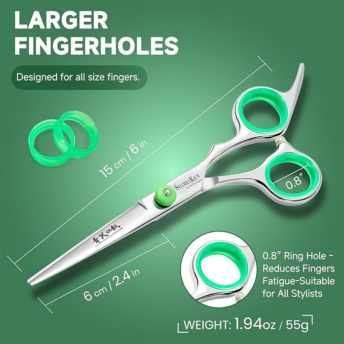 Hair Cutting Scissors – Professional Hair Shears - Premium Japanese 440C Stainless Steel Haircut Scissors Kit with Comb and Case - Barber Shears for Salon & Home Use, 6.0 Inch