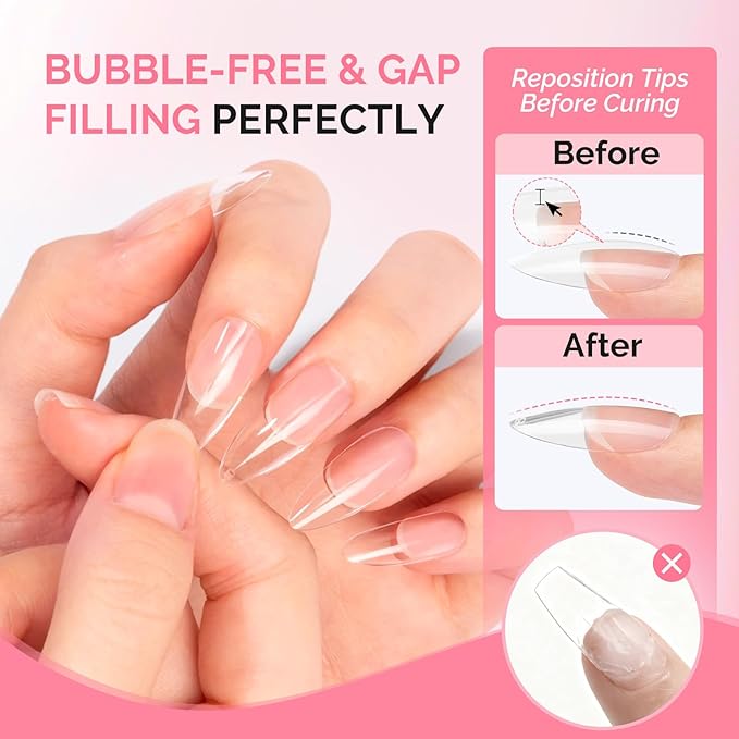 MelodySusie 2Pcs*20g Solid Nail Glue Gel, Super Strong&Long Lasting Soft Gel Nail Tips Glue for Acrylic Fake Nails, 3D Christmas Nail Art,Nail Gem,Soak off UV&LED Lamp Needed,Christmas Home DIY&Salon