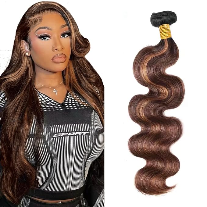 P430 Human Hair Bundles Highlight Body Wave Bundles 28 Inch Brazilian Virgin Hair 1 Bundle/50g Color 30 Body Wave Bundle Hair Weave