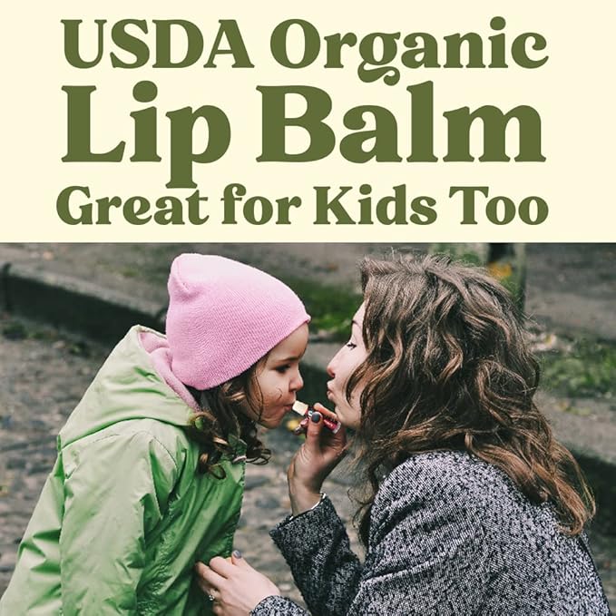Earth's Daughter USDA Organic Lip Balm Stocking Stuffers 4-Pack Creamy Coconut Flavor - Beeswax, Coconut Oil, Vitamin E - Best Lip Repair Chapstick for Dry Cracked Lips