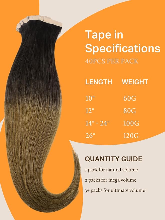 DOORES Tape in Hair Extensions Human Hair, Chocolate Dip Color Melt 18 Inch 10g 40pcs, Human Hair Extensions Natural Hair Extensions Seamless Straight