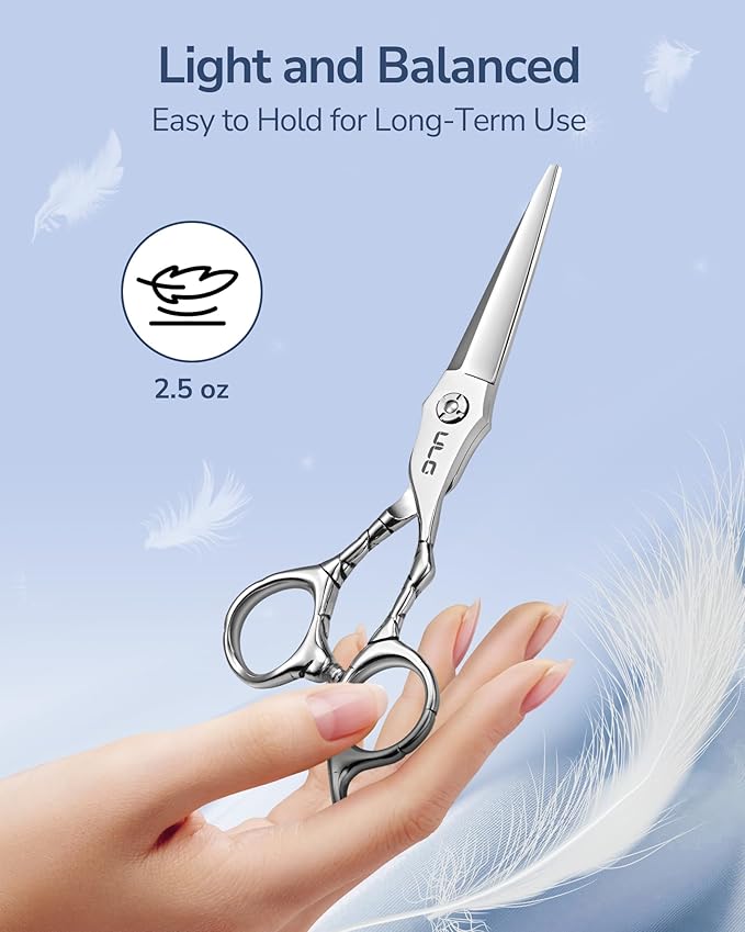 ULG Professional Hair Cutting Scissors 7" Japanese Stainless Steel Hand-Honed Barber Scissors for Home & Salon Use, Ergonomic Textured Handle for Men & Women