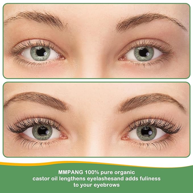 Organic Castor Oil for Hair Body Lashes Brow,USDA Certified 100% Pure Natural Glass Bottle, Cold Pressed, Hexane Free. Castor Oil for Hair Growth, Thicker Fuller Brows, 8.45oz