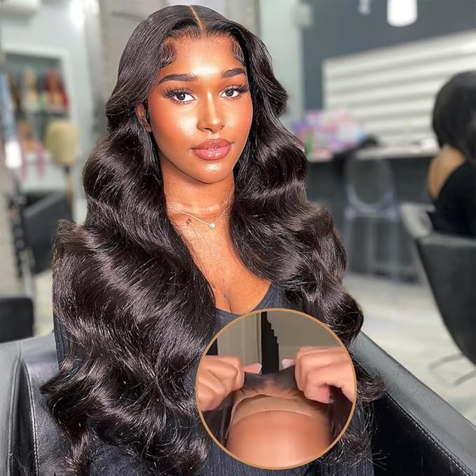 Glueless Wigs Human Hair Pre Plucked Pre Cut 5x5 HD Lace Closure Wigs Human Hair 180% Density Wear and Go Body Wave Lace Front Wigs Human Hair for Women 14 Inch
