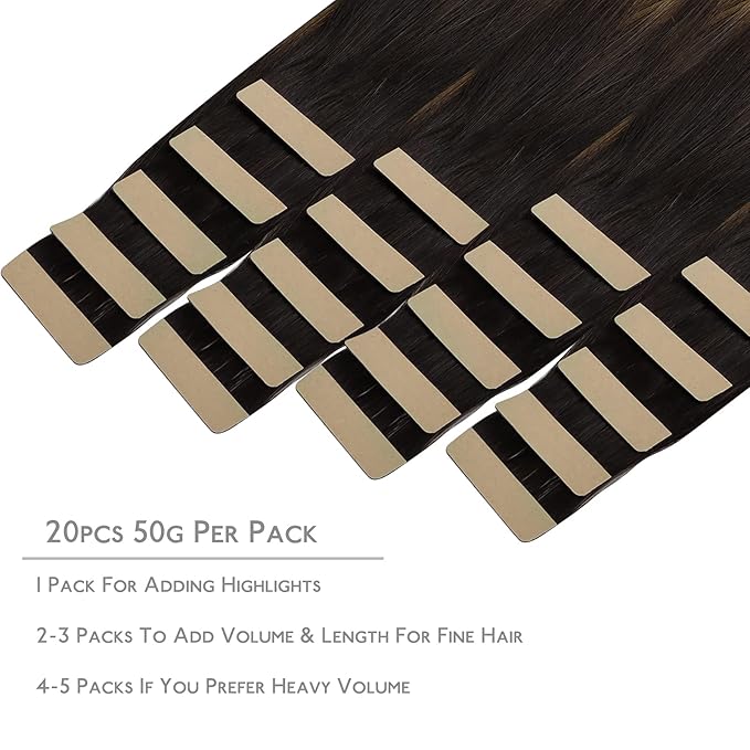 WENNALIFE Tape in Hair Extensions Human Hair, 20pcs 30g 10 inch Balayage Dark Brown Mixed Chestnut Brown Remy Hair Extensions Straight Human Hair Tape in Extensions Skin Weft Extensions