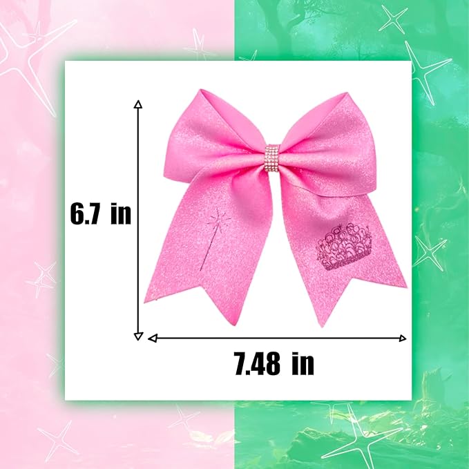 2Pcs Green & Pink Hair Bows – Witch Hair Accessories, Witch Merch Gifts for Women, Inspired Clips for Musical Fans & Costume Parties (Pink)