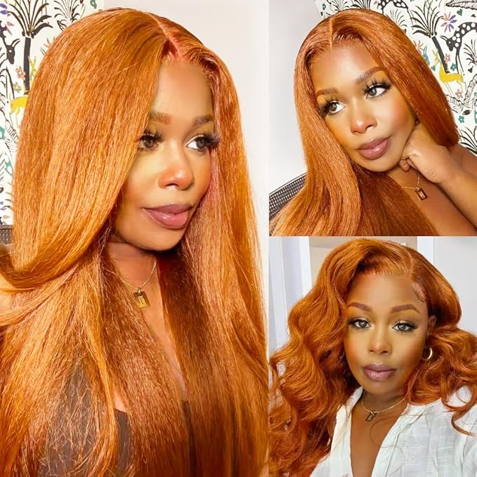30 32 34 inch Ginger Bundles Human Hair 350 Yaki Straight Bundles Ginger Kinky Straight Bundle