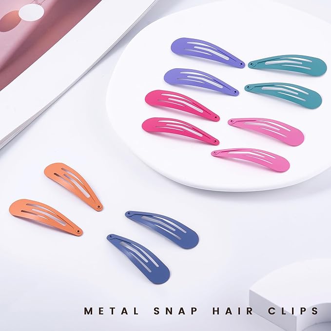 48 PCS Small Metal Barrettes For Women Non Slip Water Drop Snap Clips For Thick Thin Fine Hair Classic Accessories,Blue Green Purple Red,1.97 x 0.5 In