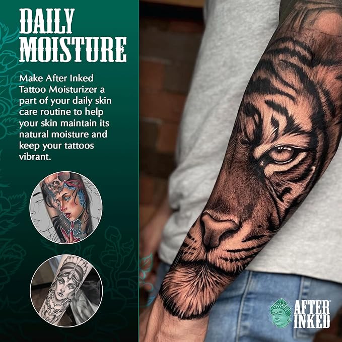 After Inked Tattoo Aftercare Lotion – Moisturizing Balm for Inked Skin, As Seen on INK MASTER – Hydrating Cream with Grape Seed Oil, Skin Nourishment & Daily Maintenance – 3 Fluid oz Tube (2-Pack)