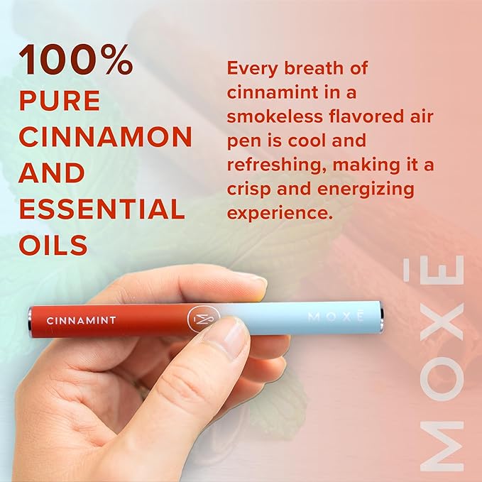 MOXE Natural Cinnamint Air Inhaler | Non Electric Long-Lasting Flavored Air Refreshing Support | Oral Fixation Cinnamon & Menthol Essential Oils, Craving Relief - 3 Pack