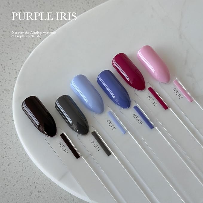 GAOY Purple Gel Nail Polish Set, 6 Colors Dark Purple Blue, Soak Off UV Light Cure Gel Polish Kit for Nail Art DIY at Home