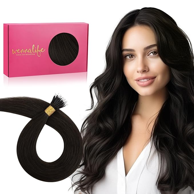 WENNALIFE Nano Bead Hair Extensions Human Hair, 50g 100s 14 Inch Dark BrownReal Human Hair Extensions for Women Invisible Nano Ring Hair Extensions Remy Human Hair Extensiones De Cabello Humano