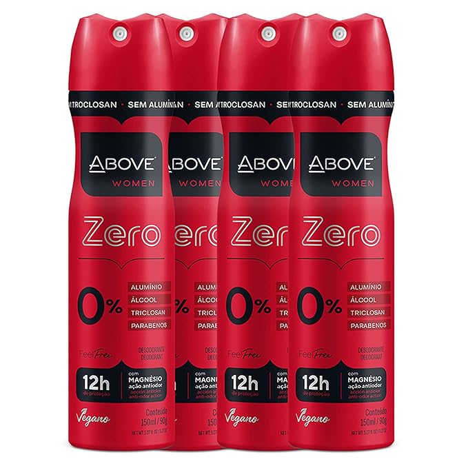 ABOVE Feel Free Zero Set, 4 Pcs - Spray Deodorant for Women - 12-Hour Protection - No Stain - Dry Spray - Aluminum Free Deodorant Spray - Cruelty-Free