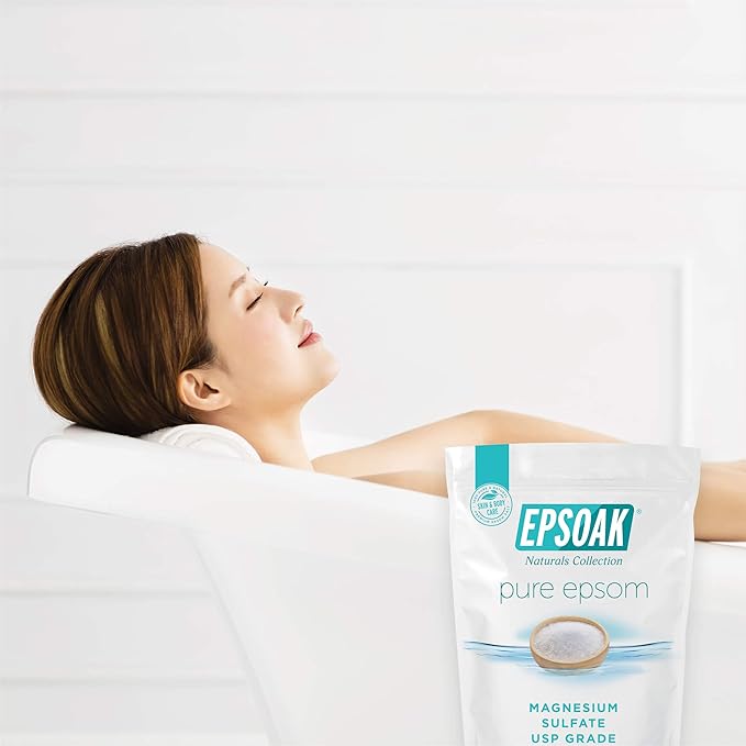 Epsoak Epsom Salt 2 lb. Magnesium Sulfate USP. (Qty. 1 x 2lb. Bags) Resealable Epsom Salt Bulk Bags Unscented, Made in The USA, Cruelty-Free Certified