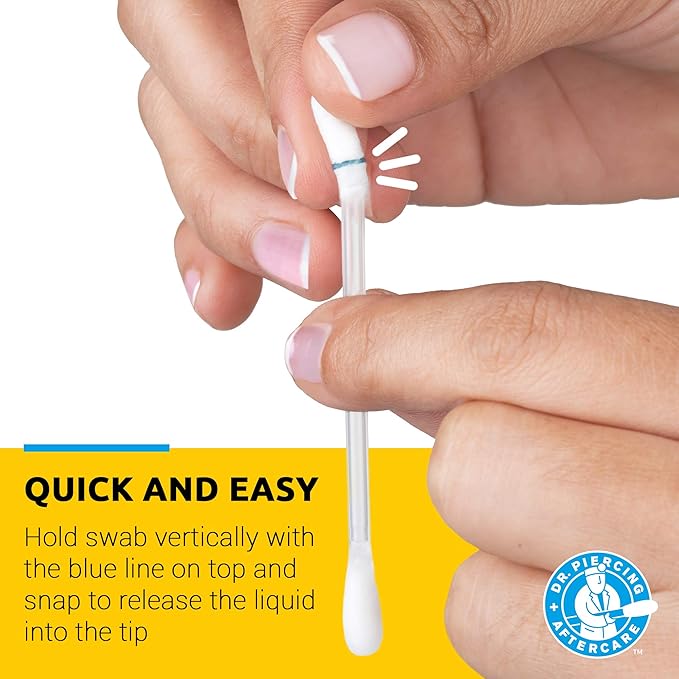 Dr. Piercing Aftercare Swabs – Piercing Bump Saline Solution for Cleansing Earring, Nose, Belly, and Ear Piercings – Gentle Saline Wash for a Refreshing Experience – 72 Easy-to-Use Swabs (2-Pack)