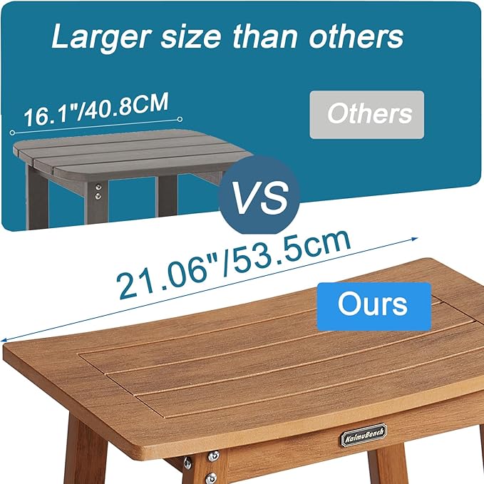 Large HDPS Shower Bench Seat, Waterproof Shower Stool for Inside, Bath Chair Seat for Shaving Legs, Spa Foot Rest with Adjustable Feet, No Maintenance, Indoor/Outdoor Use, Brown