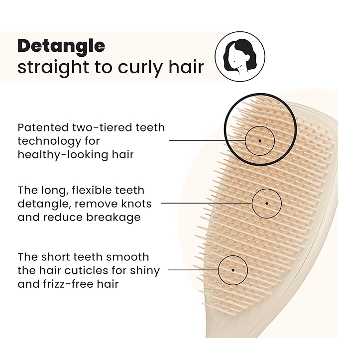 Tangle Teezer Large Ultimate Detangler Hairbrush for Wet & Dry Hair, Eliminates Knots & Reduces Breakage for Long, Thick, & Curly Hair Types, Vanilla