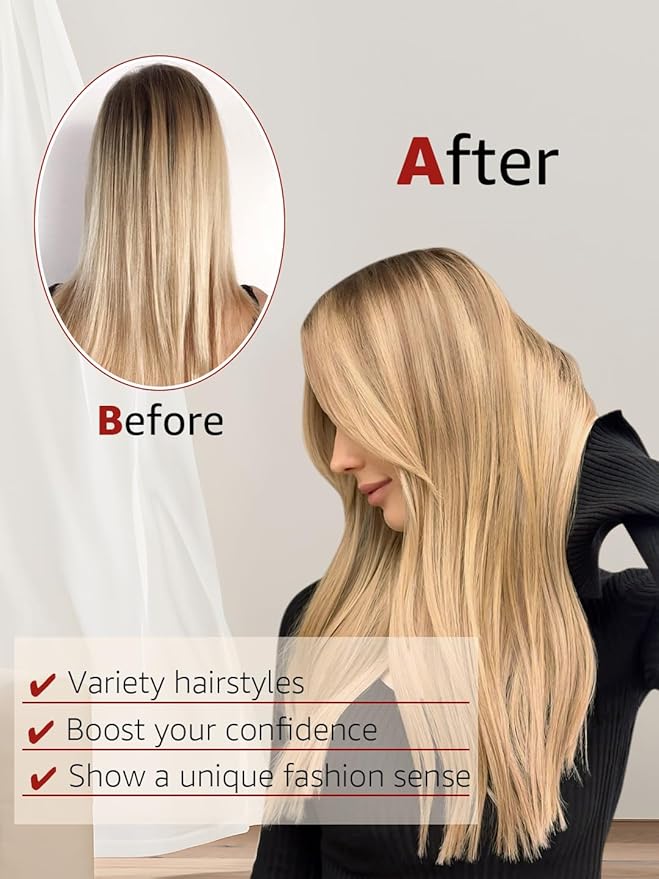 Clip in Hair Extensions Real Human Hair,Balayage Ash Brown To Caramel Blonde,Hair Extensions Clip In 6pcs Per Set With 18 Clips 16 Inch 100grams,(#10/27/27,16")