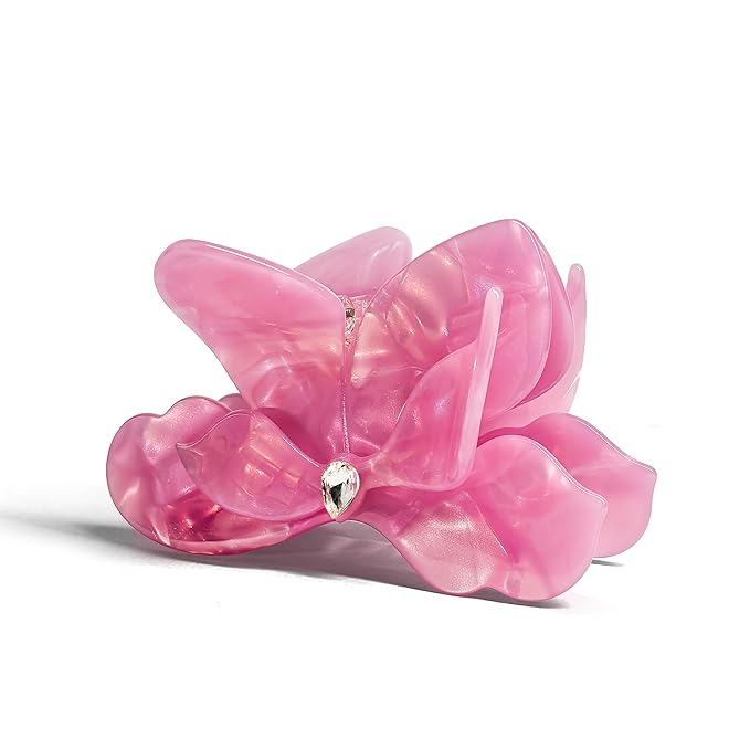 Flower Hair Claw Clips,Acetate Flower Hair Clips Cute Large Hawaiian Claw Clips for Women,3.82 Inch, Durable Design for Thick or Thin Hair (Rose Red)