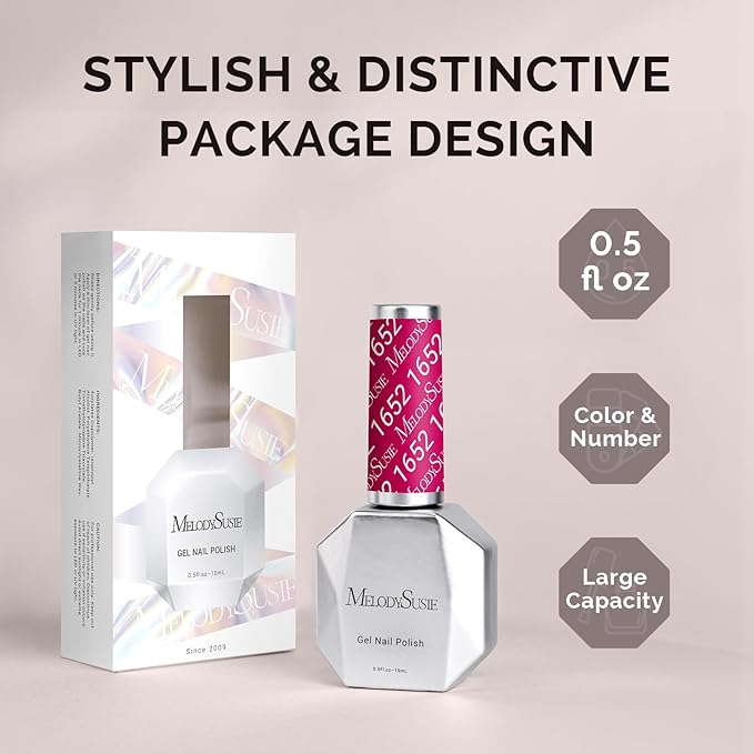 MelodySusie Jelly Purple Gel Nail Polish,0.5fl oz Soak Off UV LED Transparent Purple Red Gel Polish Nail Art Manicure Salon DIY Nail Design Decoration at Home Christmas Gift for Women-1652