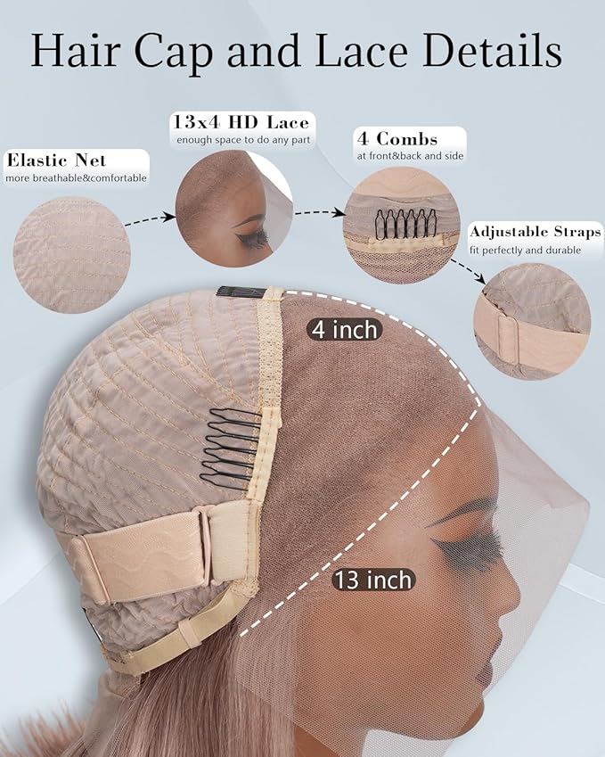 Ash Blonde Bob Wig Human Hair 180 Density 13x4 Transparent Lace Frontal Wigs Pre Plucked Colored Wigs Human Hair 8 Inch Ash Blonde Bob Wig For Women Blunt Cut Hair Suits Many Face Shapes