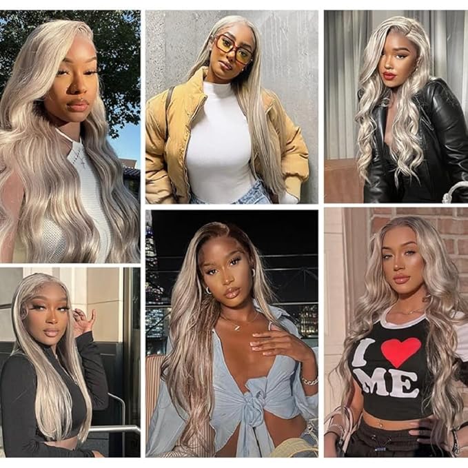 16 18 20 Inch Blonde Bundles Human Hair P613/grey Straight 3 Bundle Unprocessed Brazilian virgin hair Weave Extensions Double Weft 50 Grams/Bundle Colored Highlight Grey Bundles for Woman