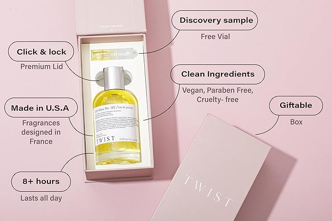Twist Lily Grace No. 102 - Inspired by Daisy M. Jacobs, Long-Lasting Perfume for Women, Vegan, Clean Ingredients, Wild Strawberry & Violet Leaf – Spray 100 ml | 3.4 fl. oz.