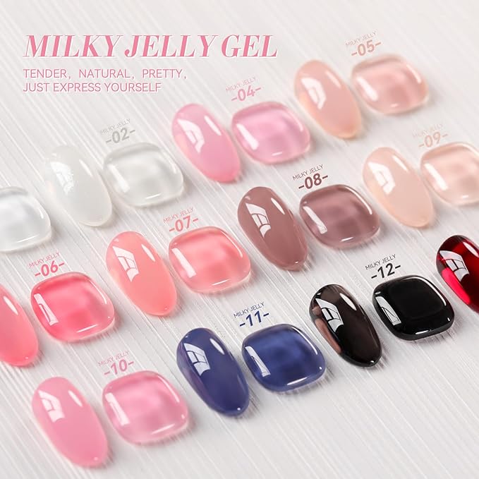Born Pretty Jelly Gel Nail Polish Jelly Light Pink Gel Polish Sheer Translucent Soak Off Hema-Free Gel Polish Nail Art DIY 15ML