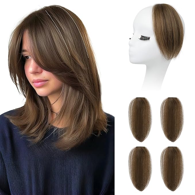 REECHO Clip in Hair Volumizer, Short Thick Clip in Hairpieces Adding Extra Hair Volume Extensions for Women with Thin Fine (Light Brown, 8 Inch(Pack of 4))