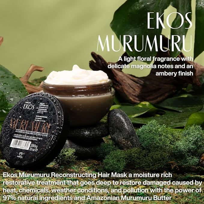 natura Ekos Murumuru Reconstruction Hair Mask - Reduce Breakage & Rebuild Hair Fiber - Intensely Repairs & Protects From Damage -Deep Hydration - Vegan & Cruelty-Free Hair Care - 200g