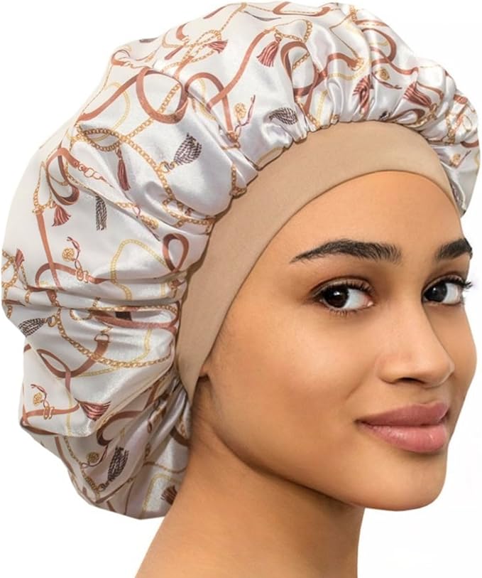 CAPLORD Double Sided Satin Bonnet for Sleeping - Adjustable Silk Sleep Cap for Women and Men