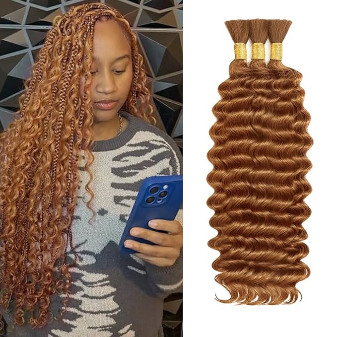 Braiding Hair Deep Wave Bulk Human Hair 16 16 16 Inch Chocolate Brown Deep Wave Bulk 3 Bundles No Weft Brazilian Virgin Wet and Wavy Bundles