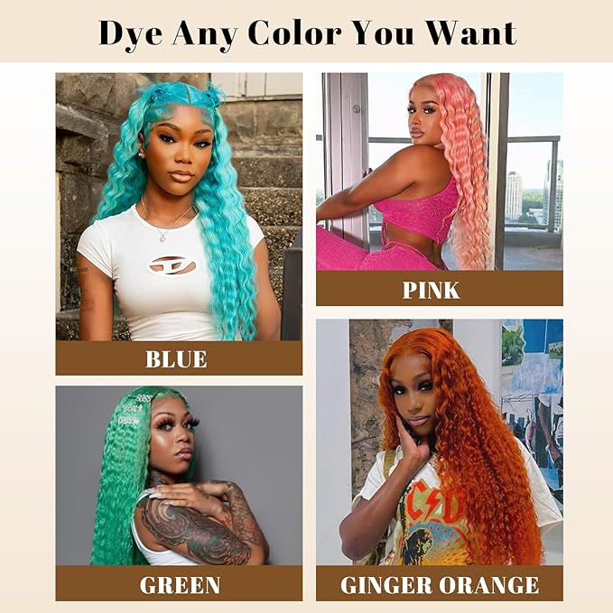 613 Lace Front Wig Human Hair 34 Inch 13x6 Blonde Wig Human Hair 613 Deep Wave HD Lace Frontal Wig 200% Density Long Blonde Curly Wig Water Wave 613 Wig Pre Plucked With Baby Hair for Women