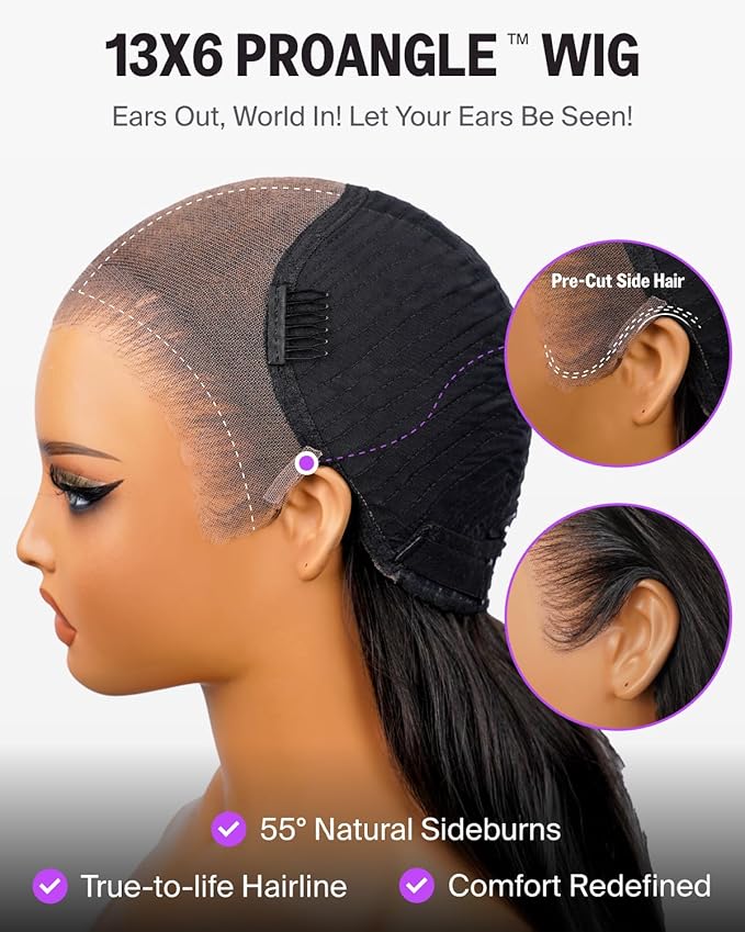 30 Inch Lace Front Wig Human Hair Glueless Wear and Go 13x6 Body Wave HD Lace Front Wigs Pre Plucked Pre Cut Ear-To-Ear Frontal Drawstring Wig Human Hair with Tapes 220% Density