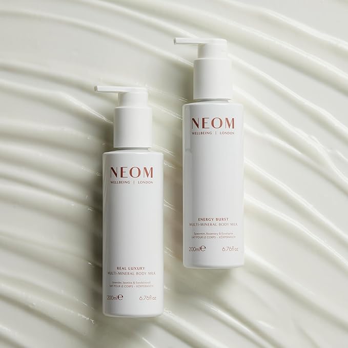 Neom- Multi-Mineral Body Milk 200ml (Lavender, Jasmine & Sandalwood) | Real Luxury | Magnesium, Rosehip Oil & Chia Seed Oil | Moisturise, Nourish & Replenish | Vegan